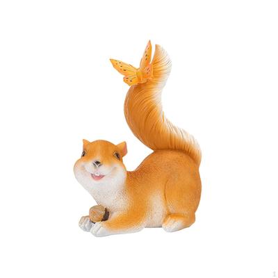 Squirrels Garden Statues Solar LED Lights Painted Decorative for Patio Lawn
