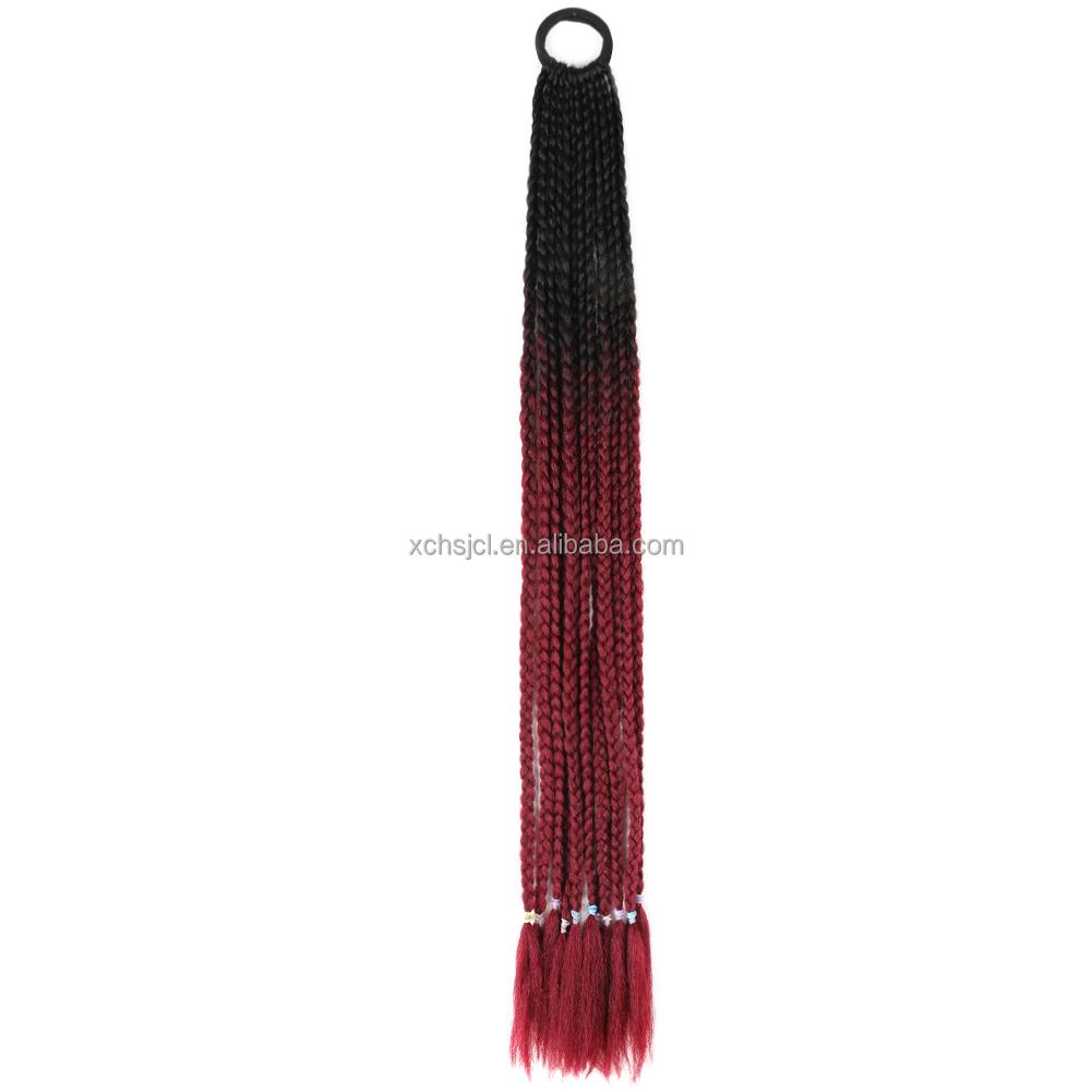 Ponytail With Hair Rubber Bands Long Box Crochet Synthetic Hair Piece Ombre Braiding Hair Extensions Braid