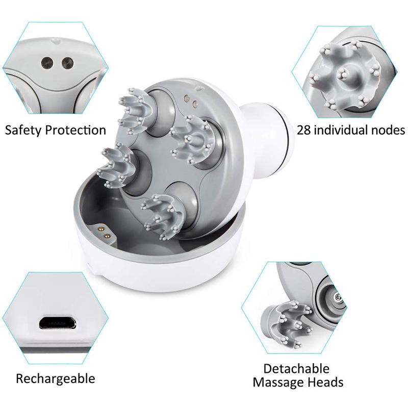 Cordless Electric Scalp Head Massager Stimulates Scalp Hair Growth, Relieves Muscle Back Shoulder Calf Pain