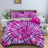 Three-Piece 3D Digital Printing Rainbow Color Striped Quilt Set Three-Piece Bedding