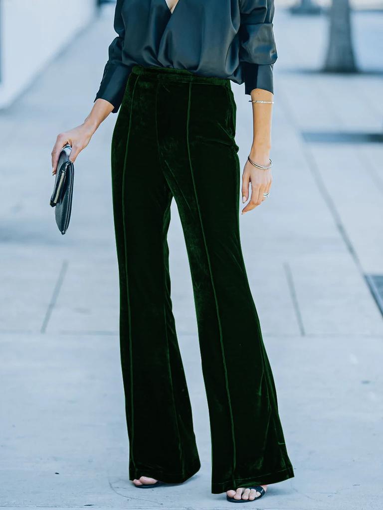 New Autumn Winter Women's Patchwork Golden Velvet Crisscross Pants High Waist Casual Pants