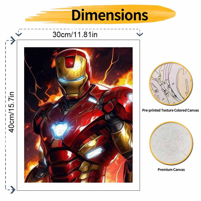 Disney Oil Painting DIY Digital Painting Iron Man Hero Character HandPainted Wall Art for Living Room and Entryway Decor.