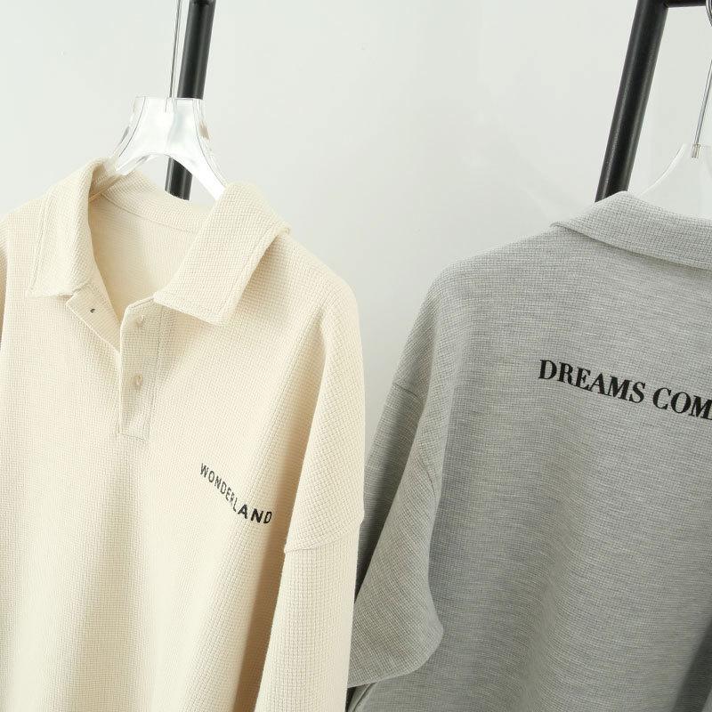 

Retro Polo Long Sleeve Sweatshirt - Casual, Versatile, French Influencer Style for Students M [Suggested up to 110 kg]