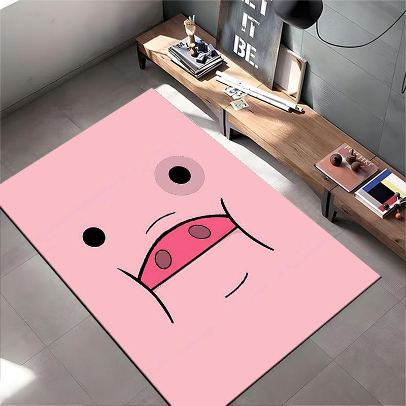Pink Cartoon Pig Face Carpet Suitable As a Non-slip Mat for the Living Room or Bedroom Sofa
