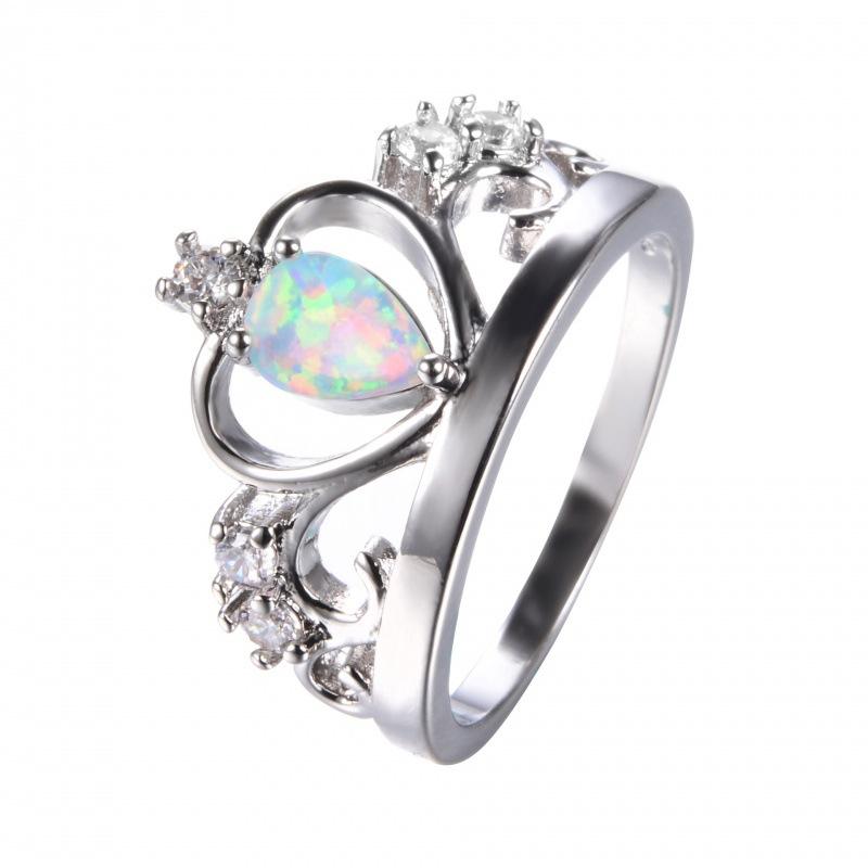 

Fashion S White Crown Ring Women s Versatile Ring no. 12 білий