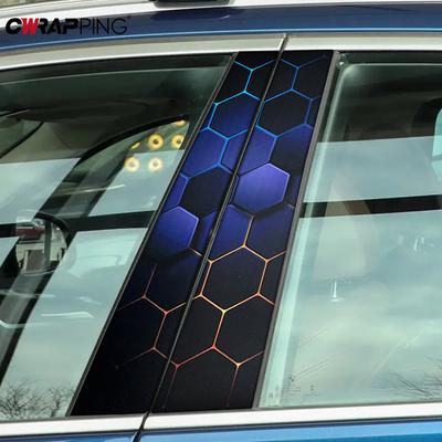 2pcs Honeycomb Car Stickers Waterproof B Pillar Center Column Decor Covers DIY Scratch Resistant Car Styling Decoration Sticker