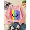 European sizes Kids' Crewneck Sweatshirt Colorful Striped Smile Face Pattern , Sportswear And Casual Wear, Soft And Comfortable, Children's Clothing