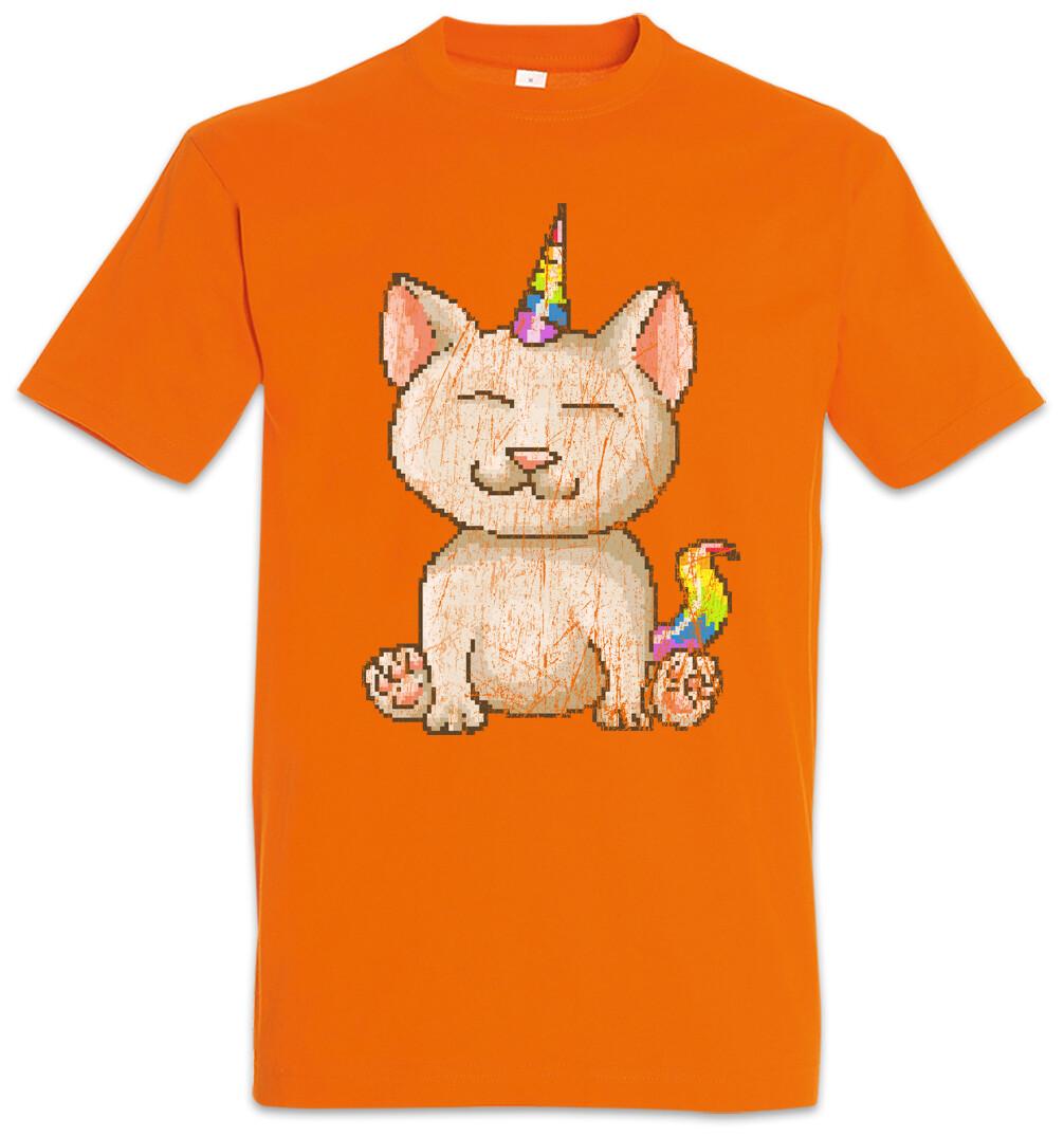 Pixel Cat Unicorn T-Shirt Mens Womens Tees Top Cats Love Pixel Retro 8 16 Bit Fun Arcade Rainbow S