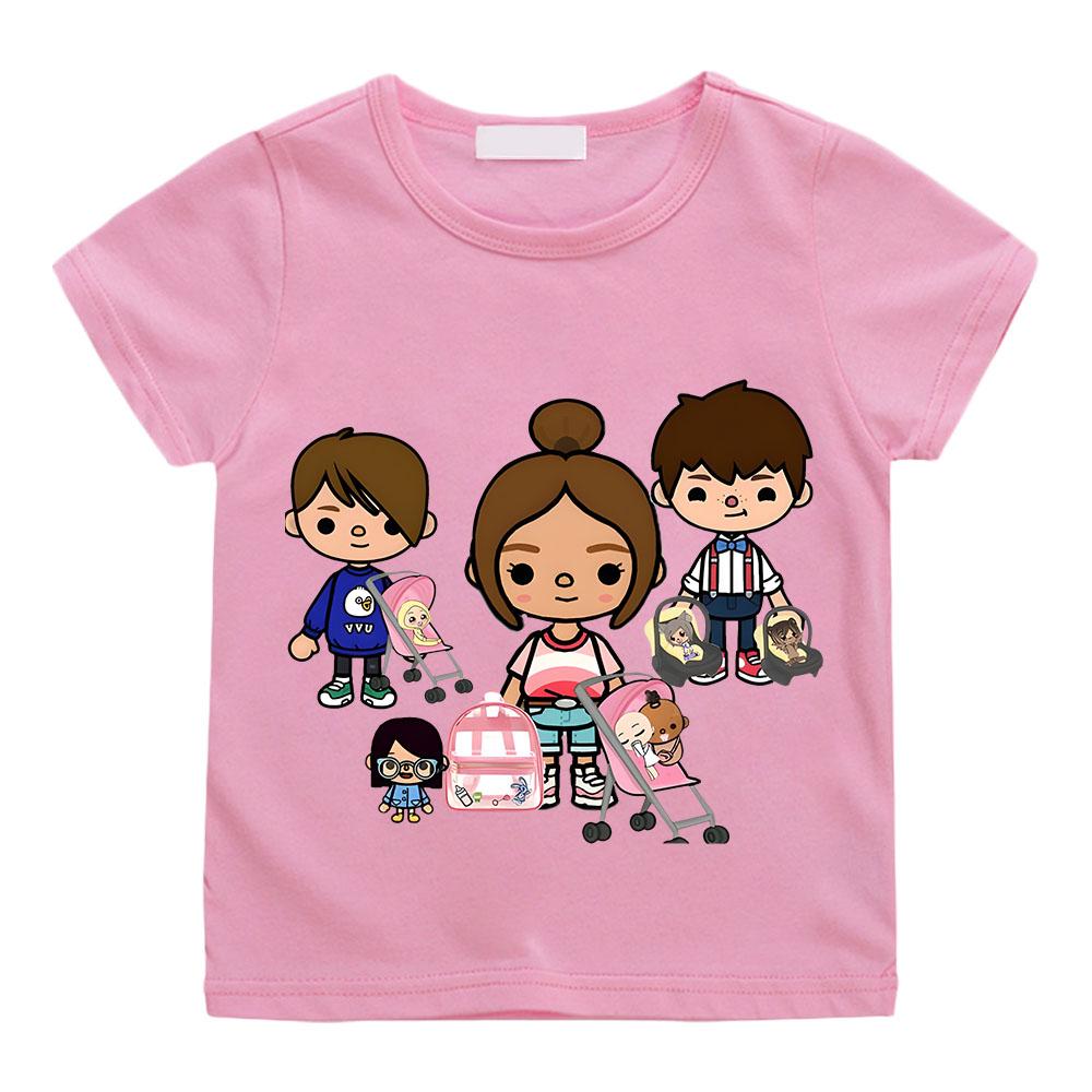 Cartoon Anime Toca Life World Print Kids T-Shirts Manga Baby Girls Clothes Boys Summer Short Sleeve T Shirt Children Tops Y2k