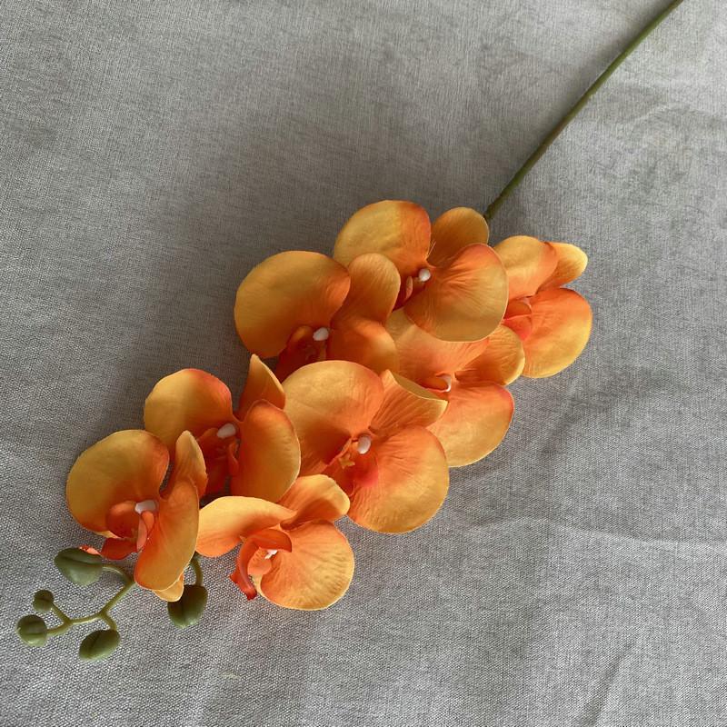 8head Peach Suede Orchid Artificial Plant For Wedding Reception And Home Decor