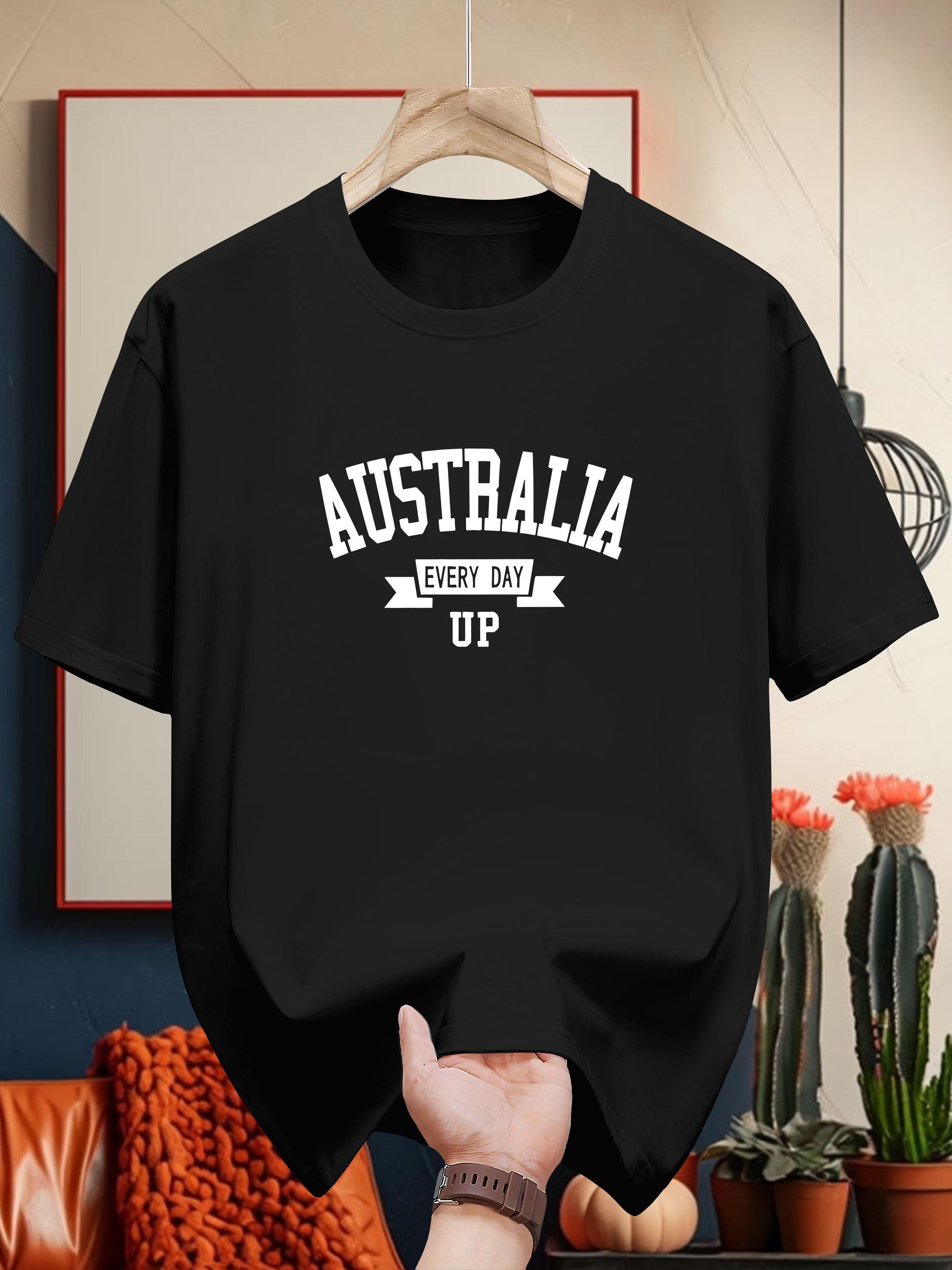 Australia Every Day Up Graphic Tee - Casual Crew Neck T-shirt with Geometric Pattern S