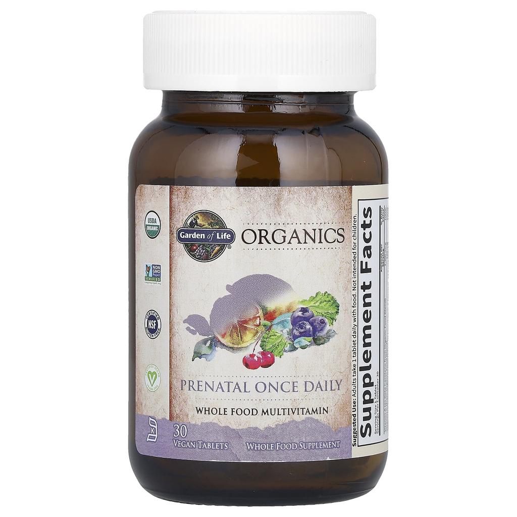Organic, Once Daily, Prenatal, Whole Food Multivitamin, Vegan Tablets 30