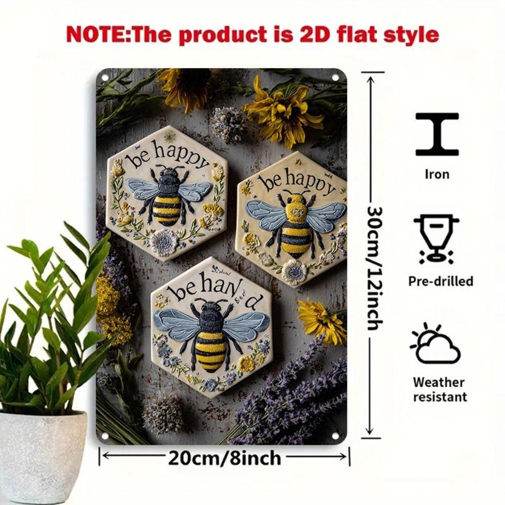 Metal Sign Bee Flower Nature Sunflower 20x30cm Wall Decor