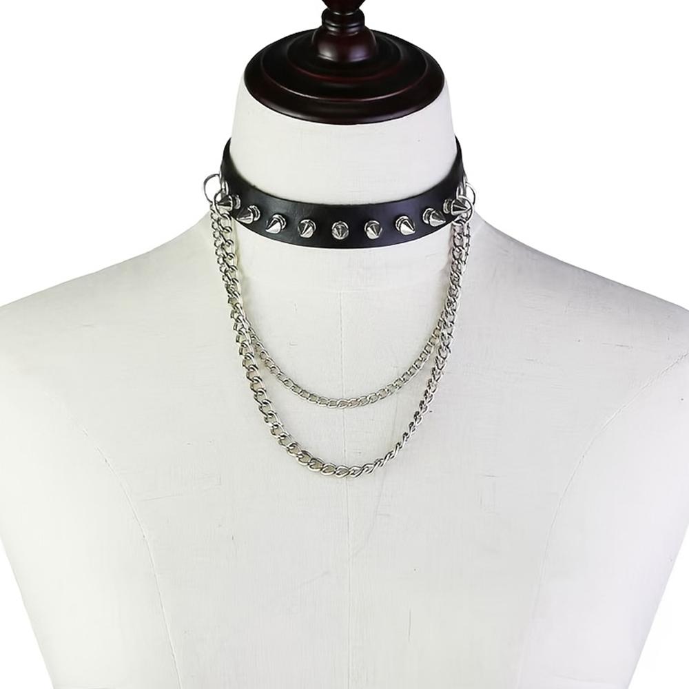 Pu Leather Nail Buckle Inlaid Bracelet Cuff Set Gothic Rivet Collar Wristband Puck Accessories For Men And Women Rock