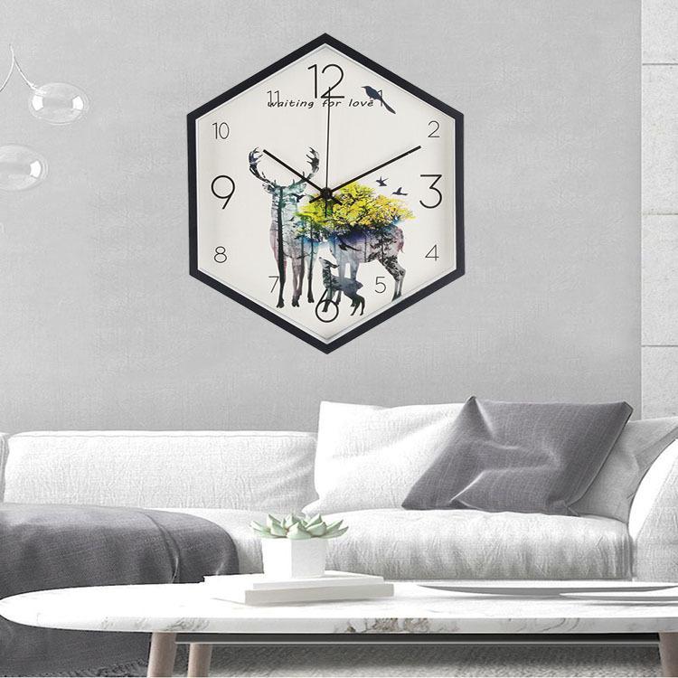 

Clock Wall Clock Living Room Modern Simple and Atmospheric Home Quartz Clock Creative Silent Hexagonal Clock Wall Watch 925【010】