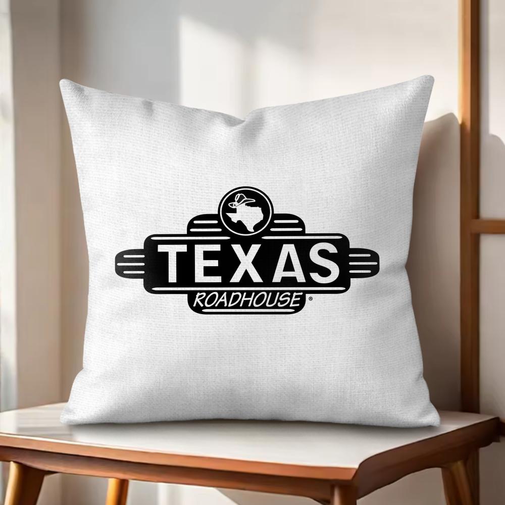 T-Texas Roadhouse Cushion Cover Natural Linen Organic Fabric Double-Sided Printing Couch Pillow Covers Home Decor