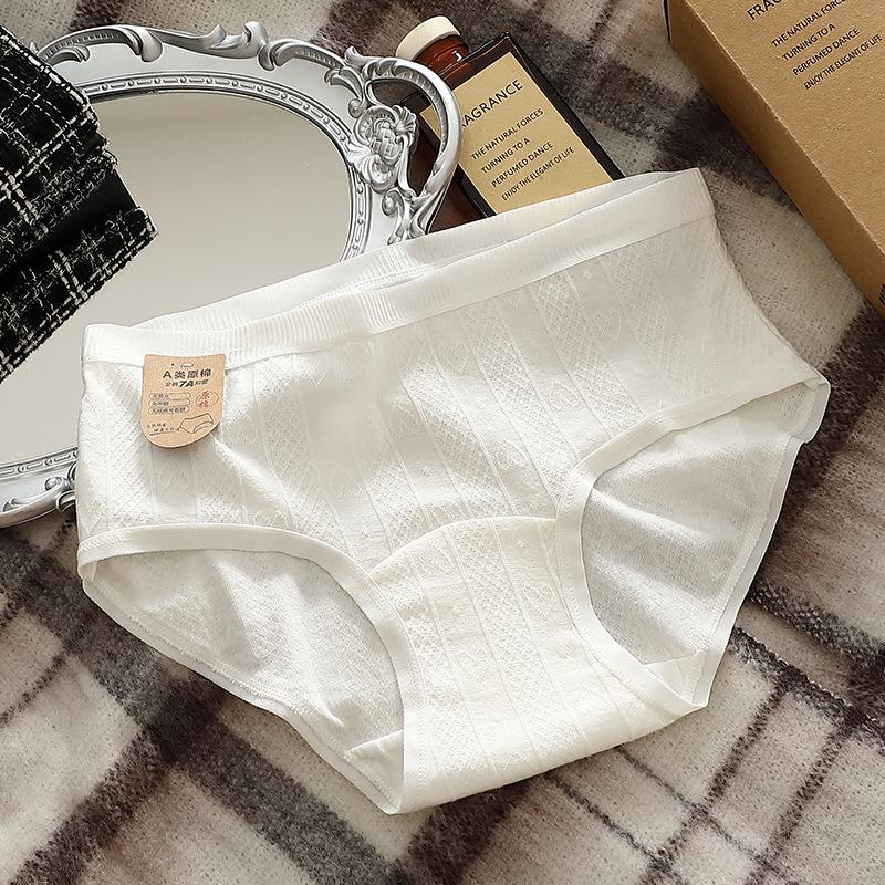 Class A Girls' Extra Long Cotton Crotch Briefs: Breathable, White Mid-Rise Triangle Panties