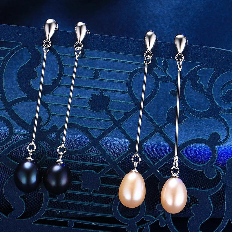 HENGSHENG Black Pearl Set 4 Colors Real Freshwater Pearl Jewelry Set For Women,Pendant Earrings With 925 Silver Jewelry