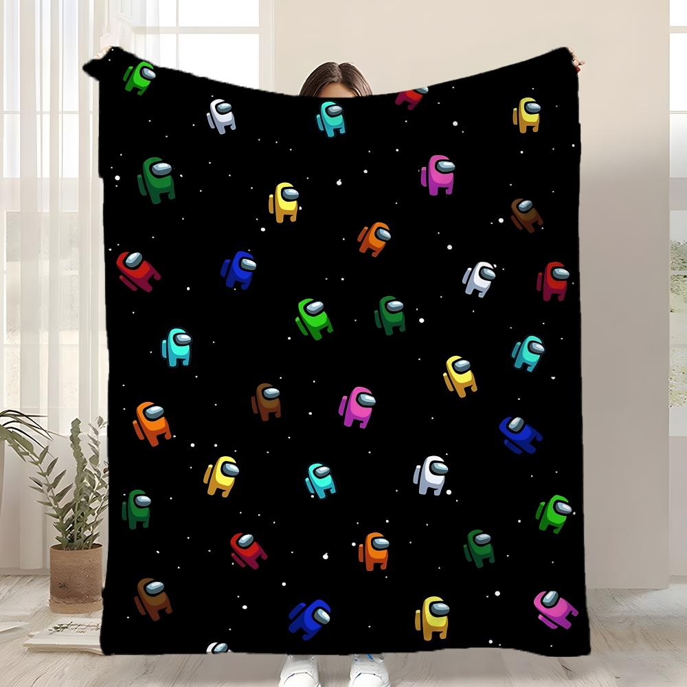 Game A-AMonG Us Throw Kid-Friendly Flannel Throw Blanket Soft Warm Anti-Static Washable All Season