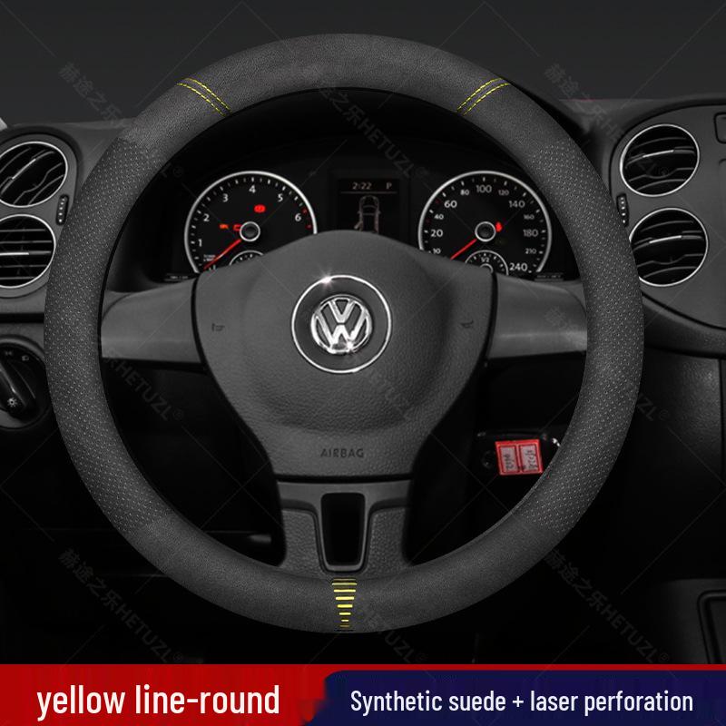 Breathable Non-Slip Genuine Leather Steering Wheel Cover for 04-25 VW Passat