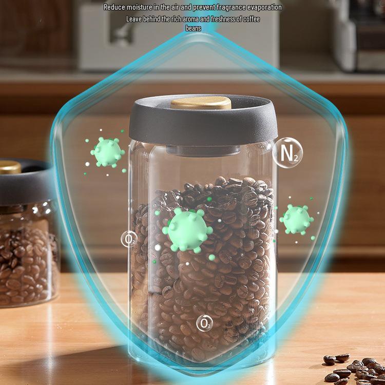 High Borosilicate Glass Coffee & Tea Vacuum Storage Jar