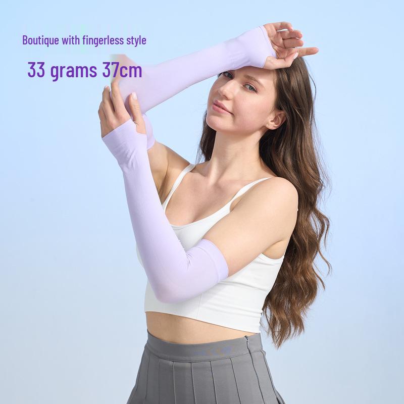 Custom UV Protection Ice Silk Arm Sleeves for Men & Women – Long, Solid Color, Summer Outdoor Wear