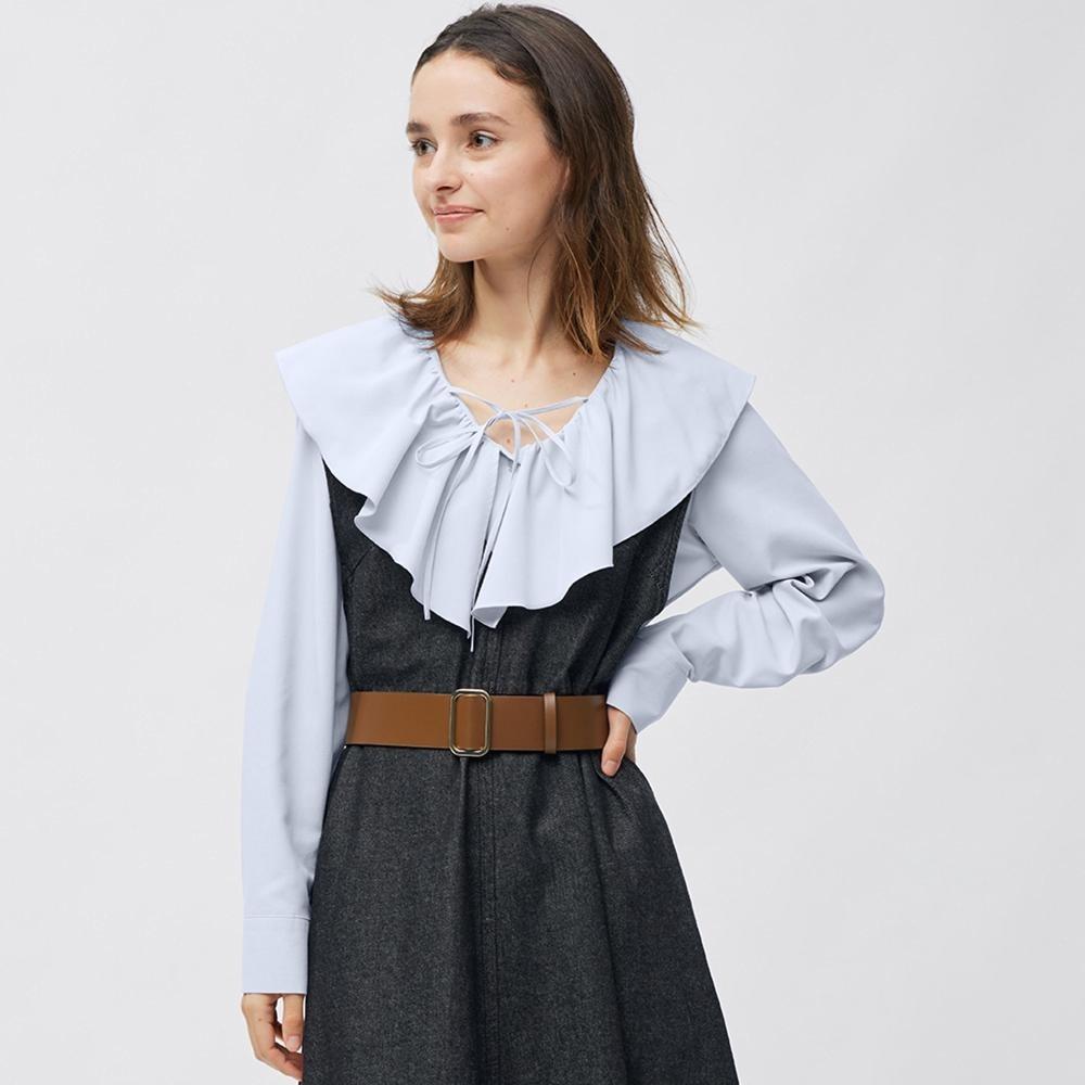

Блузка GU by Uniqlo с воротником и рюшами и длинными рукавами
