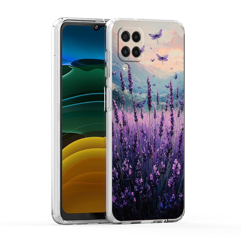 

Soft TPU for Samsung Galaxy A13,A15,A22,A23,A25,A31,A32,A33,A35,A52,A53,A05,5G Transparent Phone Case Autumn flower Lavender Bag Galaxy A05s