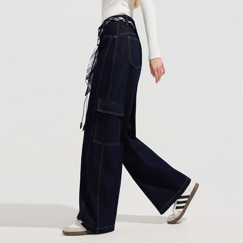

Shetu Autumn/Winter Retro High-Waist Straight-Leg Cargo Pants S