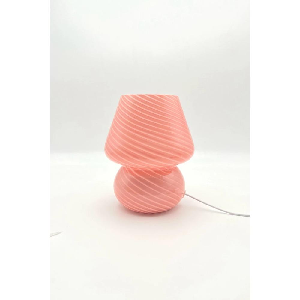 

Настольная лампа из грибного стекла, винтажная полосатая маленькая декоративная стеклянная настольная прикроватная светодиодная лампа, окружающий свет для девушки, спальни, гостиной