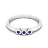 Tiny Round Shape Lapis Gemstone 925 Sterling Silver Three Stone Minimalist Women Engagement Ring