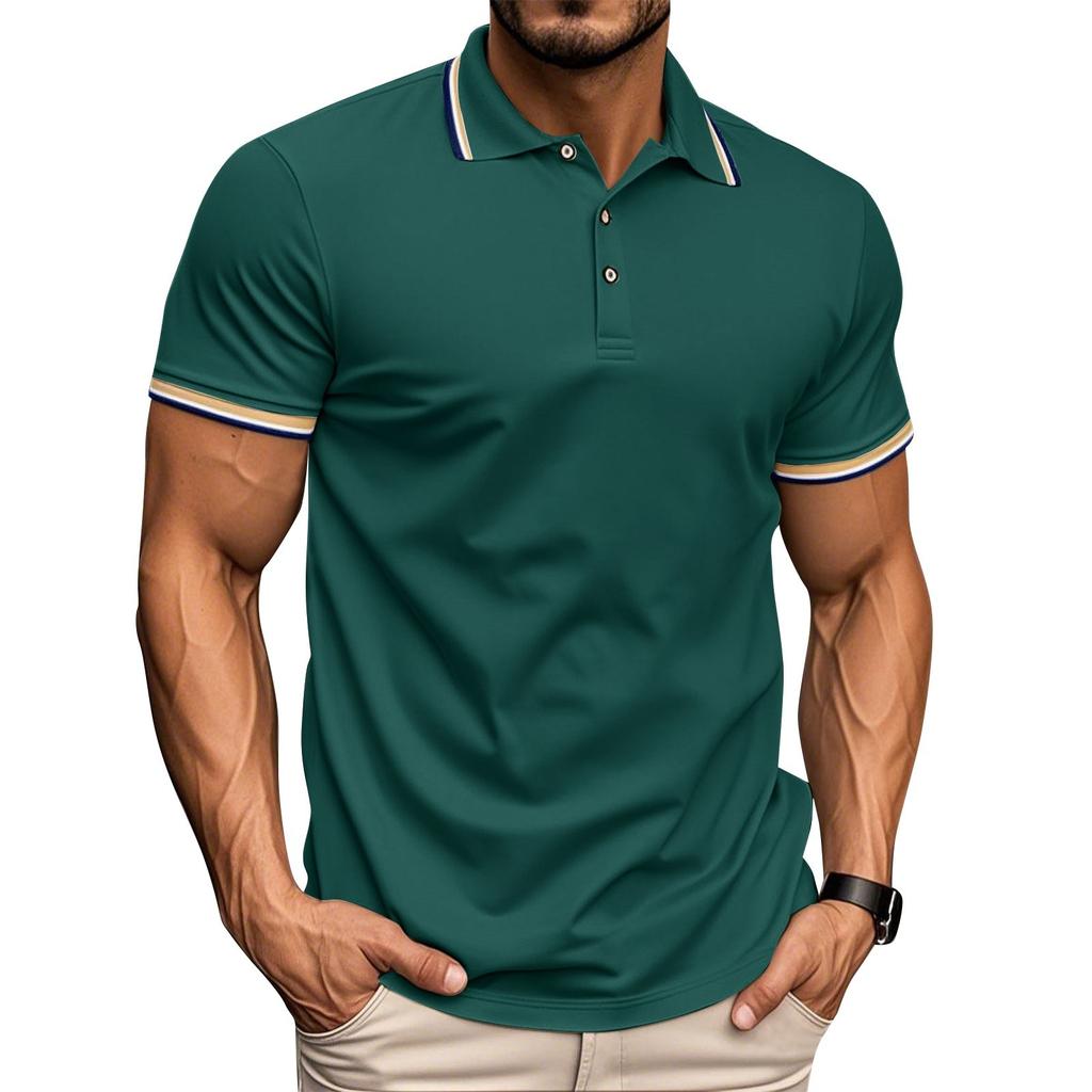 Men's American Net Lapel Golf Short Sleeve T-shirt Quick Drying  Shirt