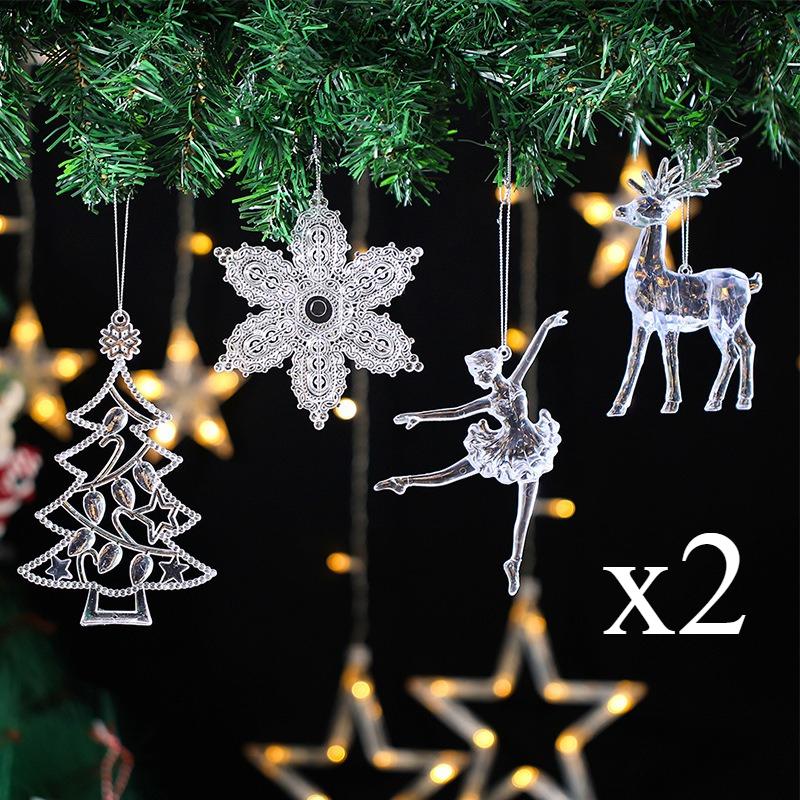 

8 шт./набор Украшение для рождественской елки Прозрачный акриловый Снежинка Лось Ангел Девочка Подвеска Украшение для создания рождественской атмосферы Акрил