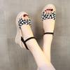 Woman Shoes Checkerboard Grid Platform Bow Sandals for Women Wedges Heel Sandal on Offer Pvc Comfort Footwear Sale Sales Daily