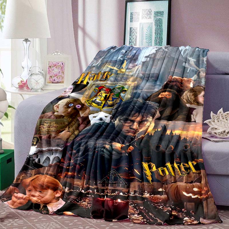 

Harry Potter Print Blanket Warm Comfortable Flannel Blanket for Bedrooms, Sofas, Beds, Chairs, Picnics, Travel -LXR34 75x90cm