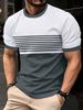 Fashion Men's T-Shirt Striped Pattern Short Sleeve Tee Summer Striped 3D Print Street Trend Simple Oversized Casual T-Shirt Men