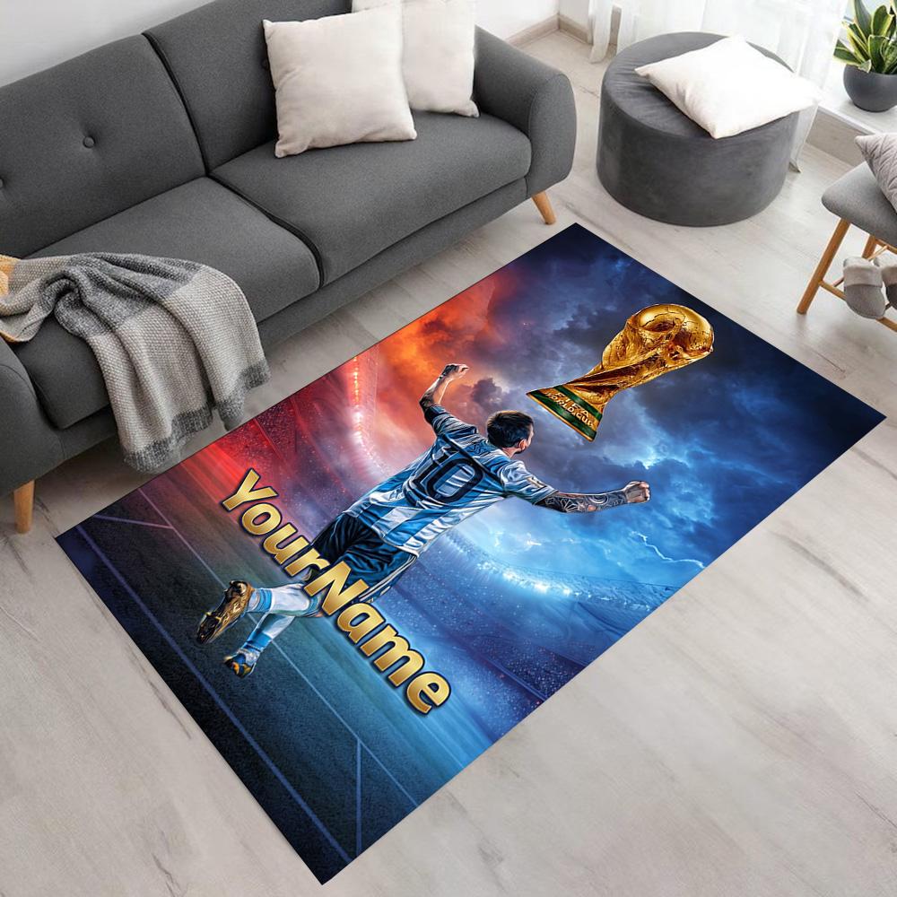 Messi Customize Your Name Carpet Design for Bedrooms Decorate room Outdoor Game Room Antislip Carpet Anime Office Decor Wedding Party Gift
