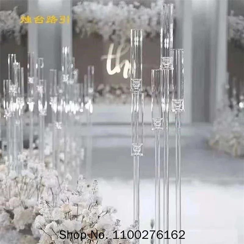 2pcs Wedding Decoration Centerpiece Candelabra Clear Candle Holder Acrylic Candlesticks for Weddings Event Party