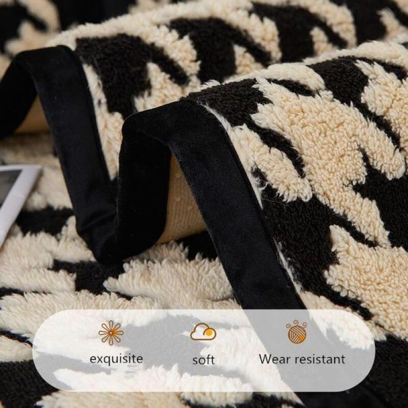 New Thousand Bird Grid Sofa Cushion Winter Thickened Warm Plush Seat Mat High End Fashionable Non Slip Dust Proof Couch Cover