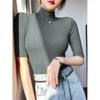 Magic Queen Thread Half Sleeve T-shirt Women Spring and Summer Half Sleeve Turtleneck Shirt Inner wear Slim fit Top T-Shirt