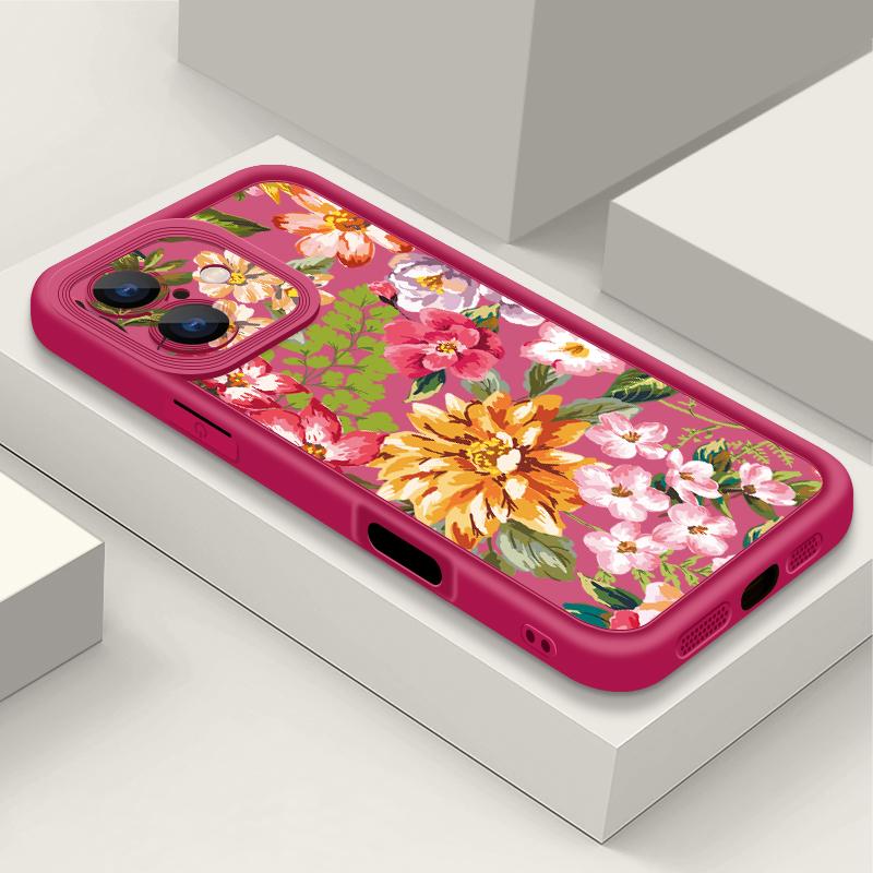 Wzór kwiatowy Odporne na wstrząsy Etui na telefon Dla iPhone 16e 16 15 14 Pro Max 13 12 Pro 11 14 15 16 Plus Kolor Cukierkowy Silikonowe Miękkie Matowe Pokrowce Fundas