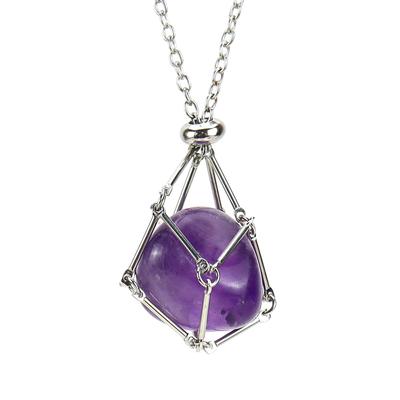Stainless Steel Design  Cage Necklace Holder Net Metal Chain Stone Collecting Holder Adjustable Pendant Jewelry