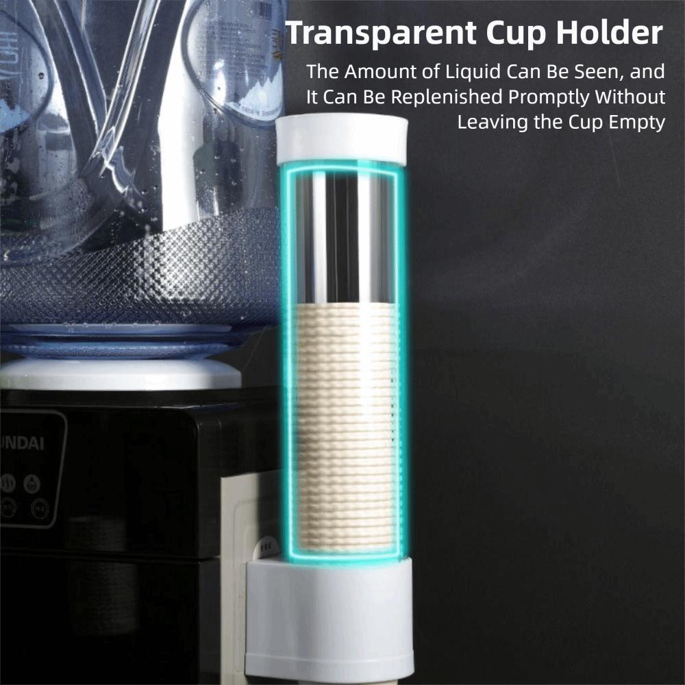 Wall Mounted Cup Dispenser No Drilling Waterproof Paper Cup Storage Dust-proof Transparent Cup Storage Rack for Disposable Cups