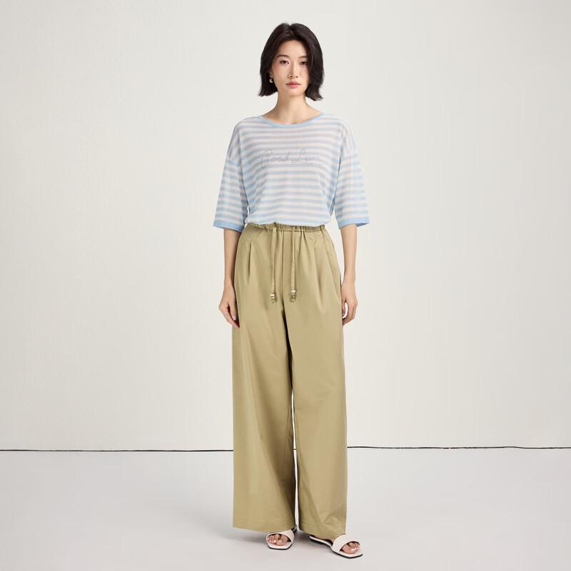 Beifanglu Cooling Lyocell Cotton Wide-Leg Pants M хаки