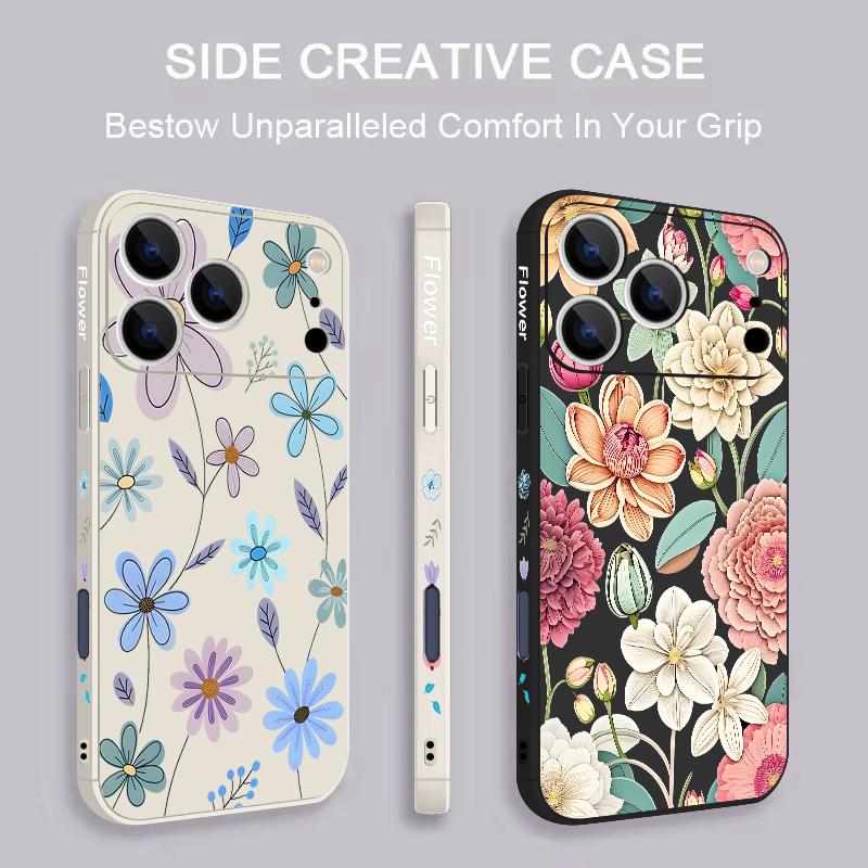 Vintage Flower Case For iPhone 17 Pro Max iPhone 16 15 14 13 Pro Max Magnetic For Magsafe Soft Silicone Phone Back Cover