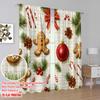 2pcs,2D Plane Printing Light Filtering Curtains Christmas Baubles Gingerbread Holiday Festive 100% Polyester (without Rod)