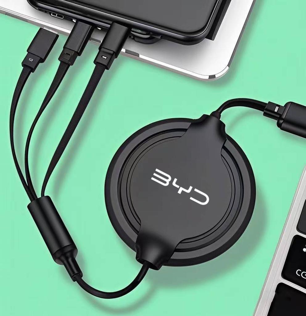 Car 100w Fast Charging Data Cable Scalable 3 In 1 Phone Charger Type C for BYD Tang F3 E6 Atto Yuan Plus Song Max G3 Accessories