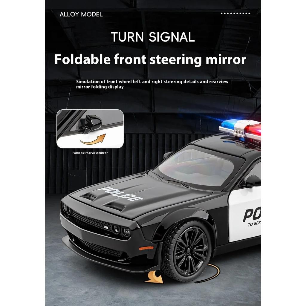1/22 Dodge Challenger Redeye Hellcat Poliție Aliaj Mașină Sport Model Diecast Sunet & Lumină Jucărie Colecționează Exponat Ornament Cadouri