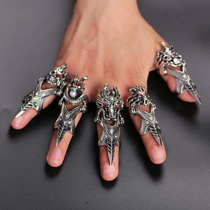 Exaggerated Vintage Dragon Knuckle Ring for Men Gothic Finger Ring Jewelry Statement Piece for Bold Fashionistas Party Gifts