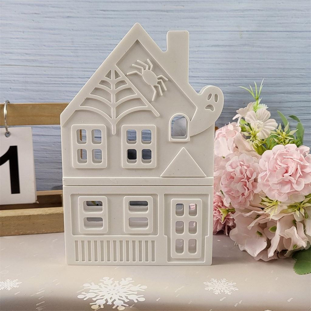 Creative Halloween House Silicone Mold Multi Purpose Silicone House Mould for Halloween Pumpkin Spider House Artworks